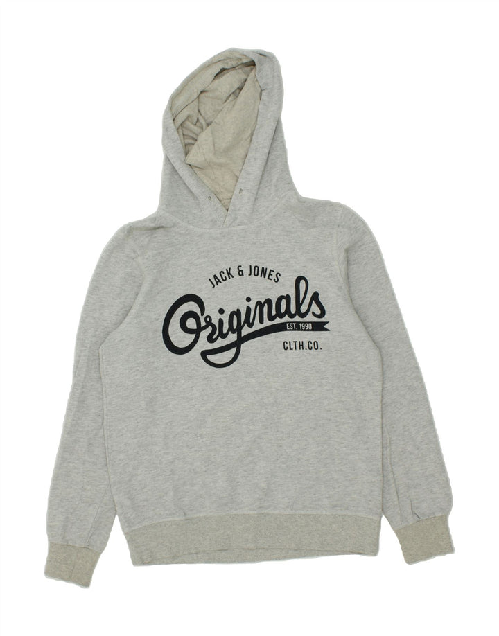 JACK & JONES Mens Graphic Hoodie Jumper Medium Grey Cotton Vintage Jack & Jones and Second-Hand Jack & Jones from Messina Hembry 