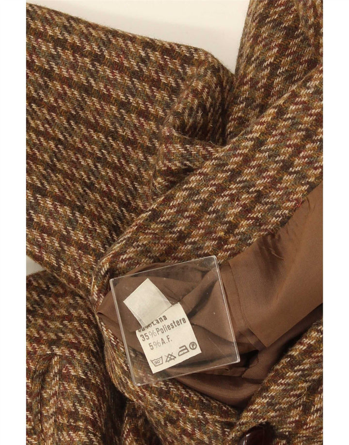 Vintage hombres 2 botones Blazer chaqueta IT 52 XL lana de pata de gallo marrón