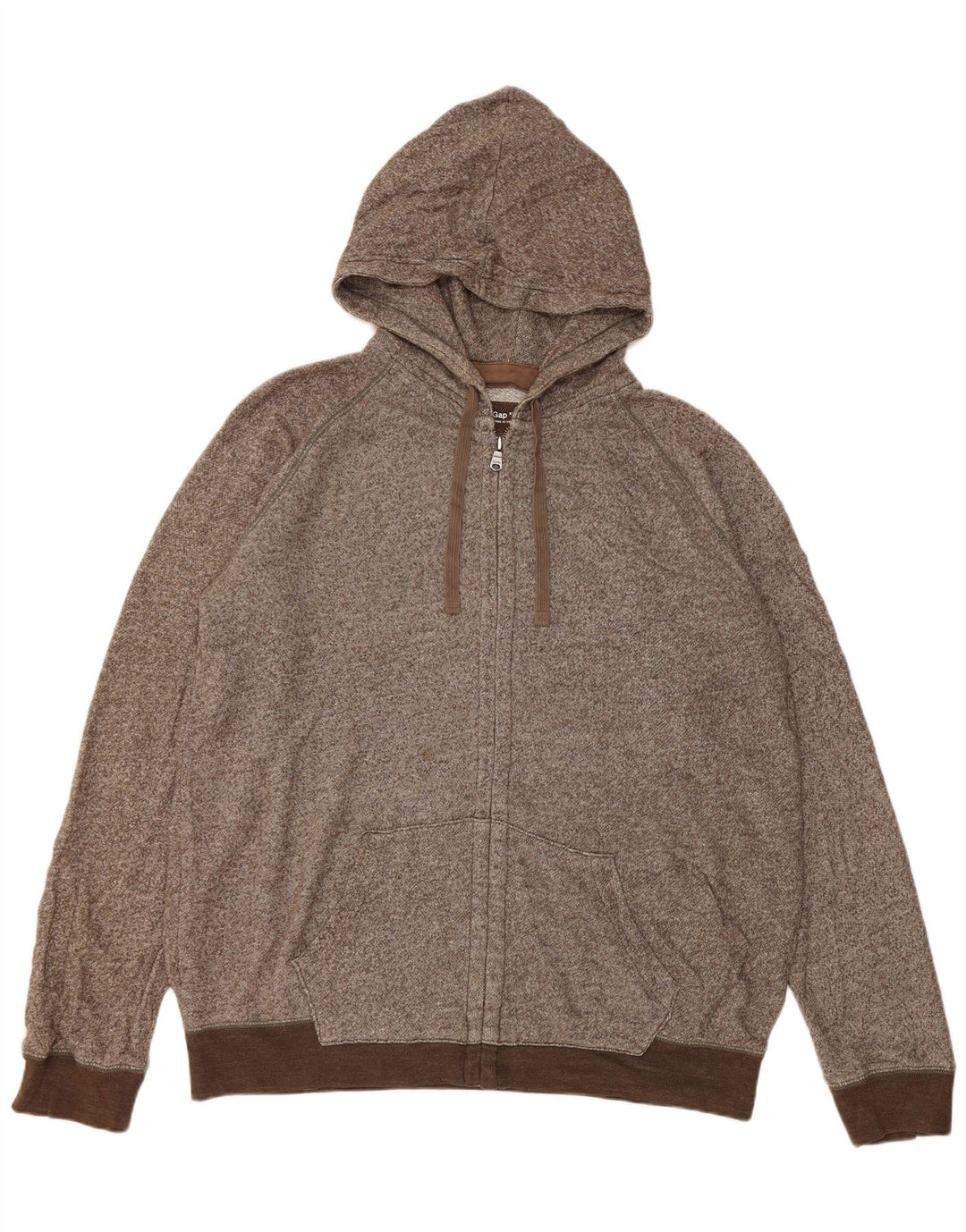 Gap Sudadera con capucha y cremallera para hombre XL Marrón moteado