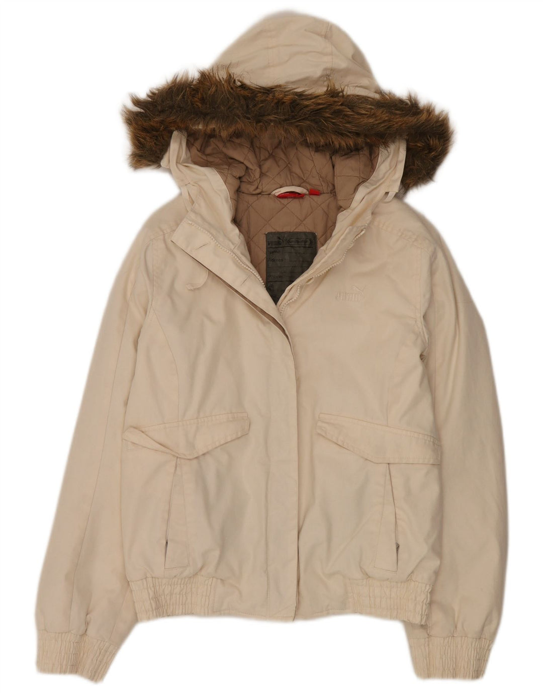 Puma Chaqueta Bomber con Capucha para Mujer UK 6 XS Off White
