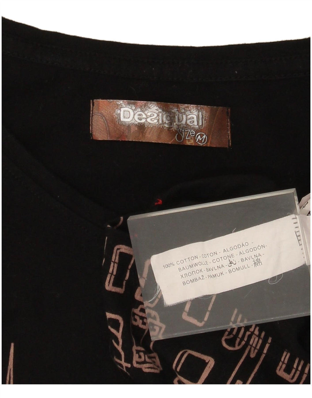 Desigual Mujer Barcelona Graphic Top Manga Larga Reino Unido 12 Mediano Negro Algodón