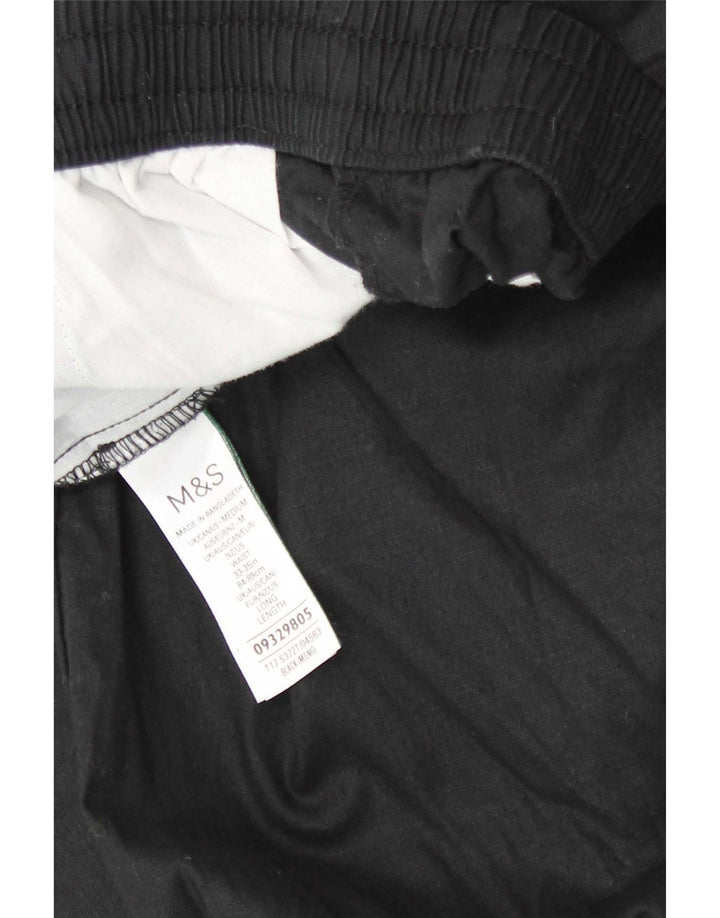 Marks & Spencer Pantalones chinos rectos para hombre mediano W33 L31 lino negro