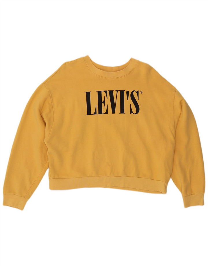 Levi's Sudadera con gráfico de corte extragrande para mujer, talla 40, color amarillo mediano