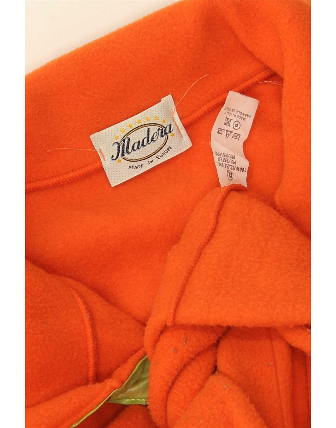 Vintage hombres botón cuello polar jumper XL naranja poliéster