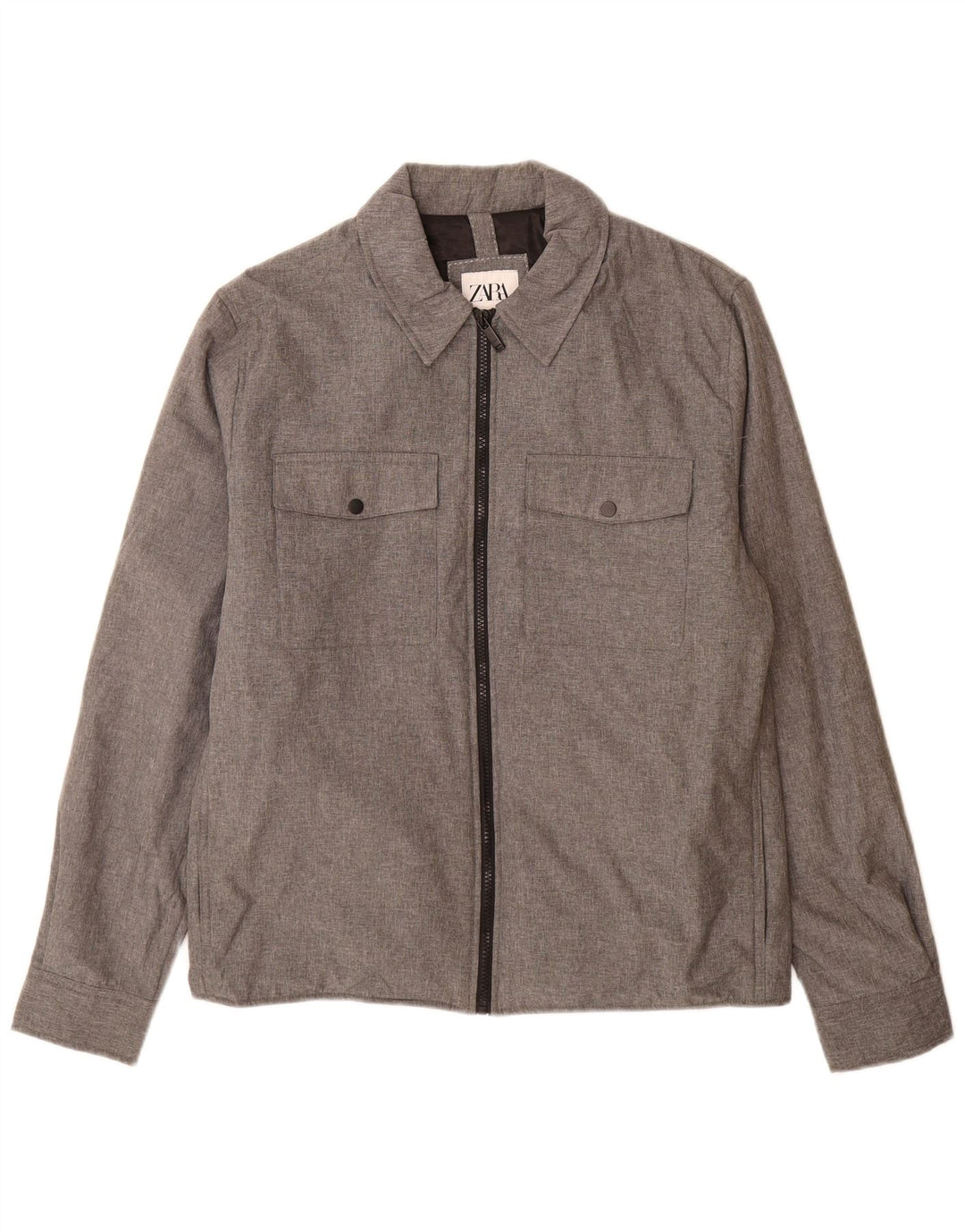Zara Mens Utility Jacket UK 40 Grande Gris Poliéster