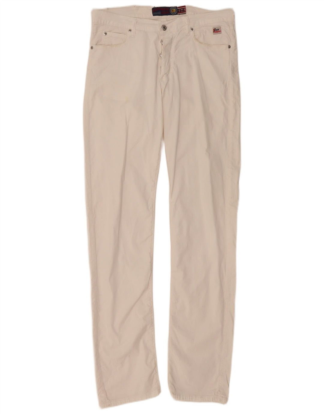 ROY ROGERS Pantalones casuales rectos para hombre W33 L33 Algodón blanco