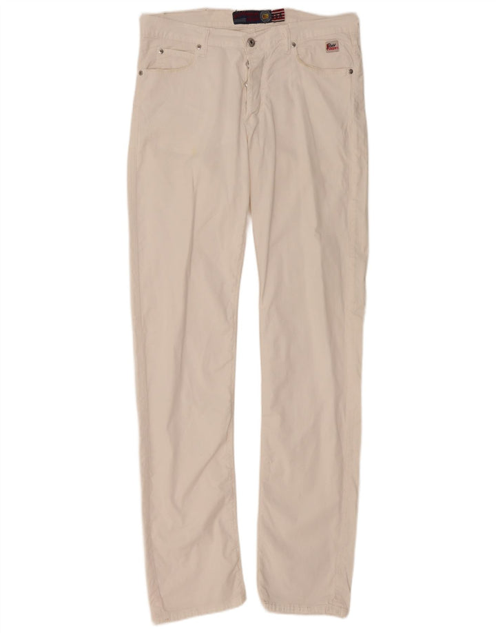 ROY ROGERS Pantalones casuales rectos para hombre W33 L33 Algodón blanco