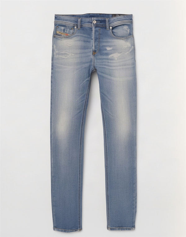 Diesel Hombre Sleenker Vaqueros Ajustados Desgastados W30 L32 Algodón Azul