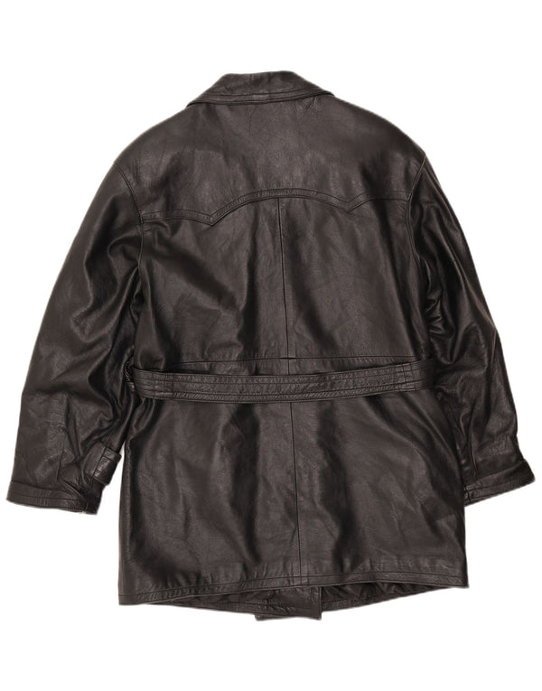 LAVORAZIONE ARTIGIANA Abrigo para Mujer UK 40 Medio Cuero Negro