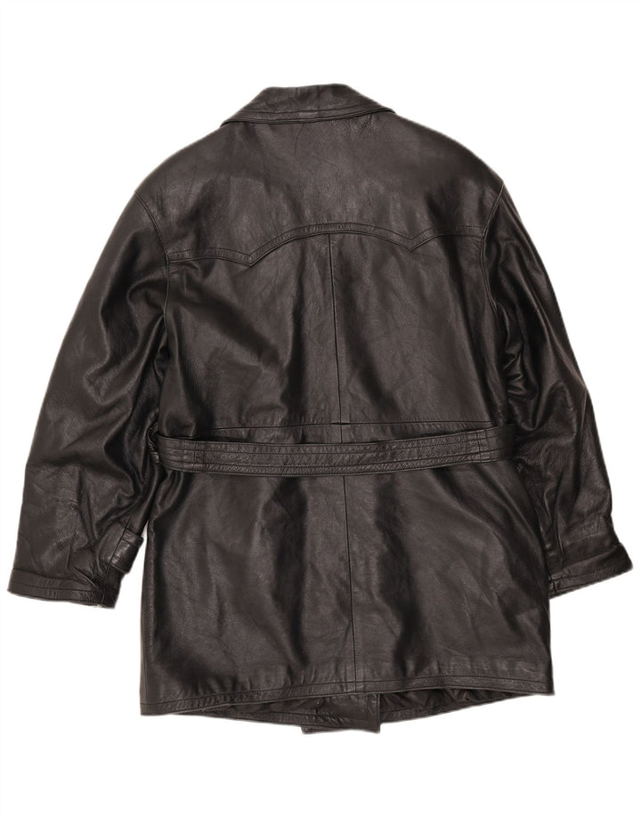 LAVORAZIONE ARTIGIANA Abrigo para Mujer UK 40 Medio Cuero Negro