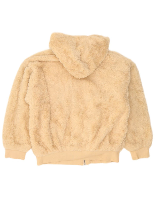Topshop Chaqueta polar extragrande con capucha y osito de peluche para mujer, talla S, color beige
