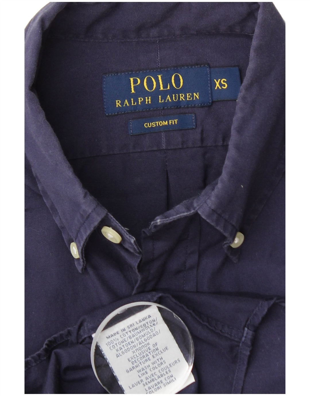 POLO RALPH LAUREN Camisa personalizada para hombre XS Algodón azul marino