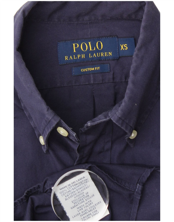 POLO RALPH LAUREN Camisa personalizada para hombre XS Algodón azul marino