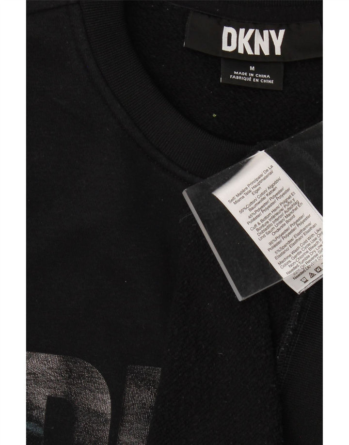 DKNY Mens Graphic Sweatshirt Jumper Medium Black Cotton