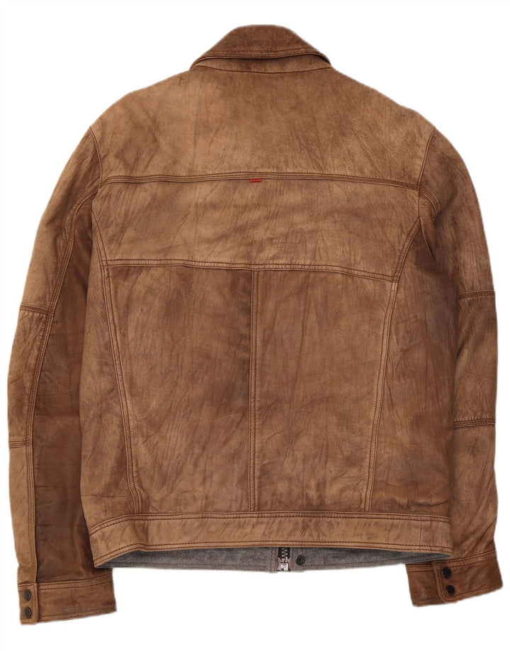 Chaqueta de cuero vintage para hombre IT 52 Marrón grande