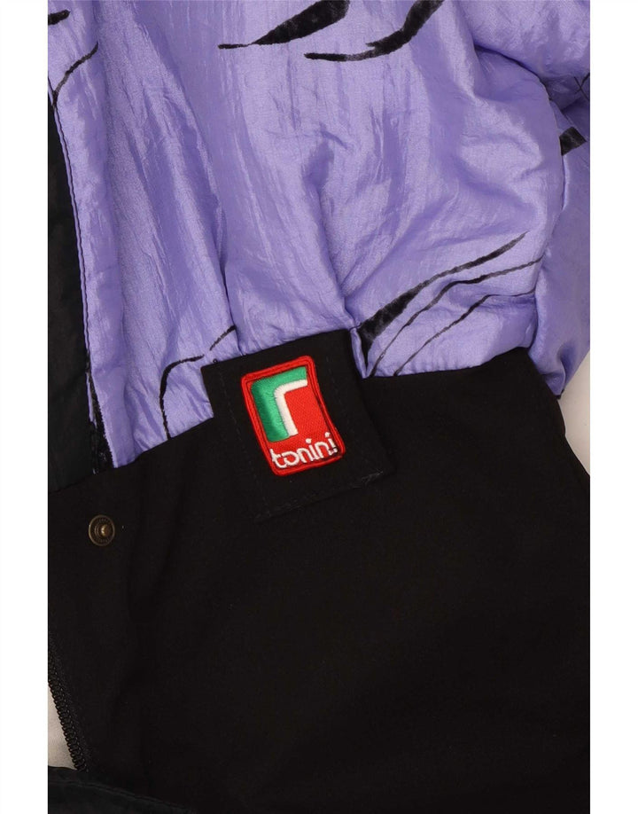 Mono de esquí vintage de gran tamaño para mujer IT 42 Bloque de color morado medio