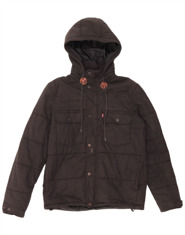 Levi's Chaqueta acolchada con capucha para hombre UK 38 Mediana Algodón negro