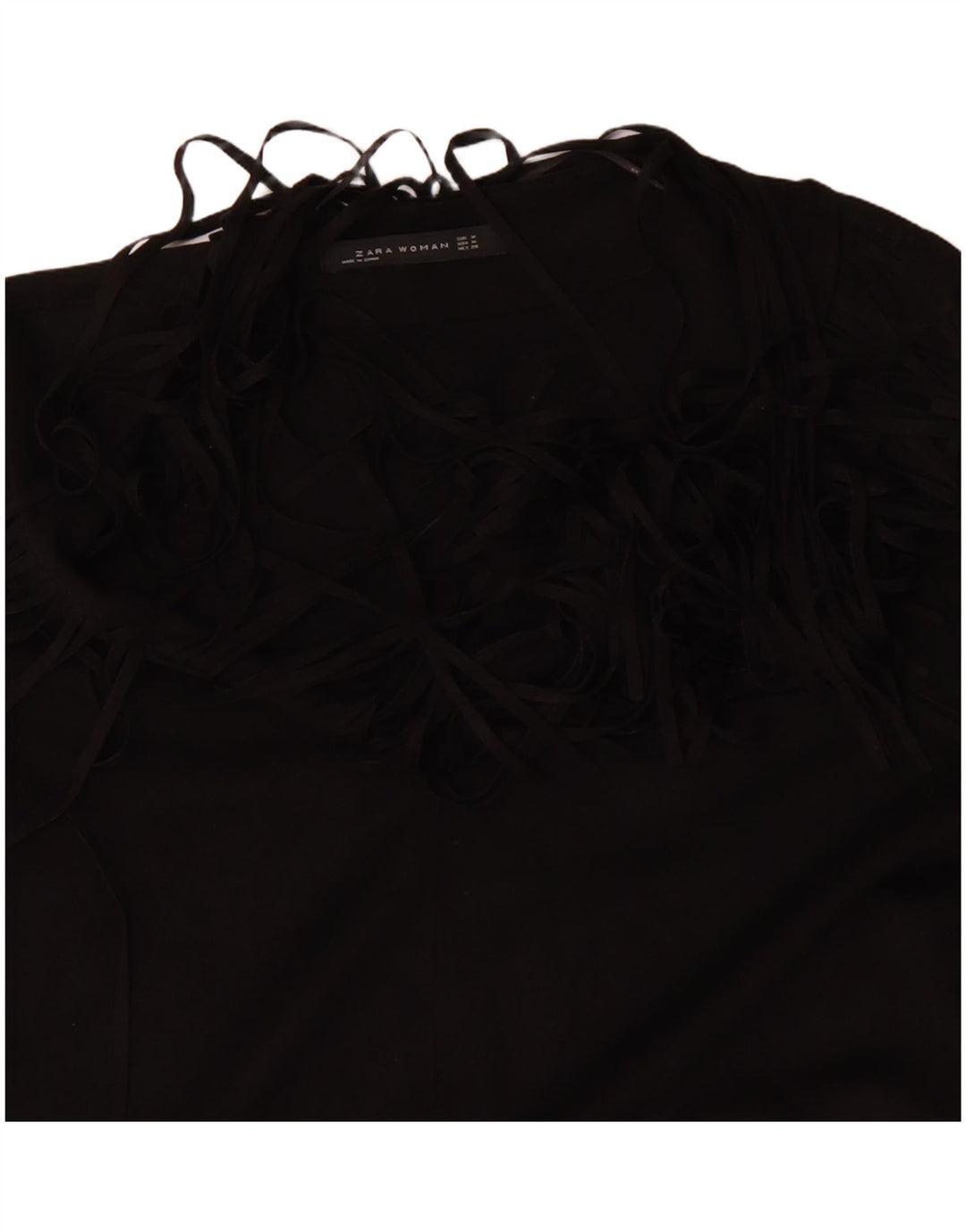 ZARA Vestido Túnica Manga Larga Mujer UK 44 Mediano Negro Poliéster
