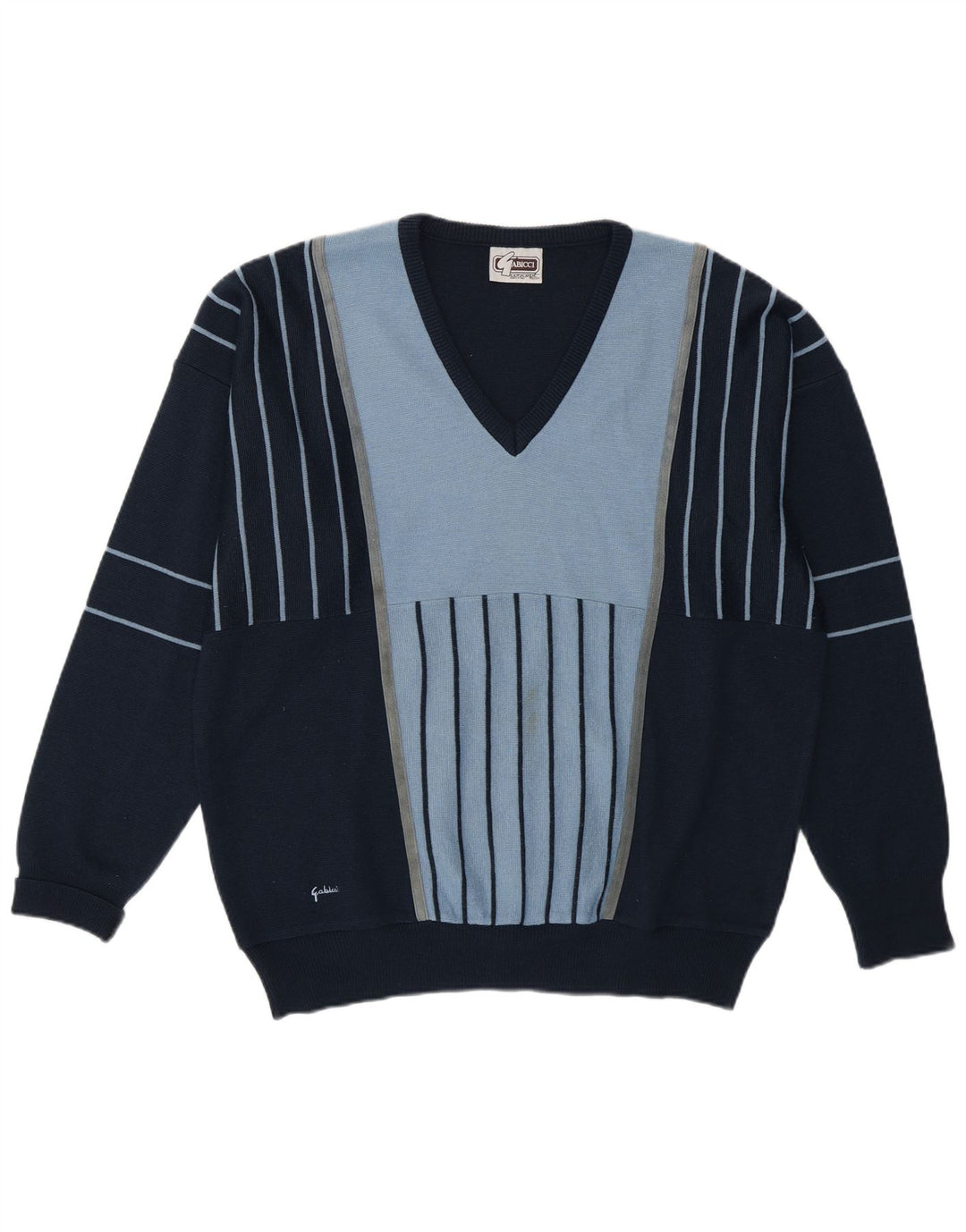 Gabicci Jersey con cuello en V para hombre, talla grande, color azul marino