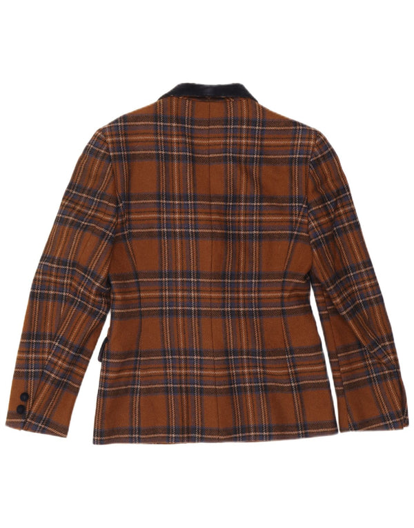 Misstwidd Chaqueta Blazer De 3 Botones Para Mujer IT 42 Lana A Cuadros Marrón Medio