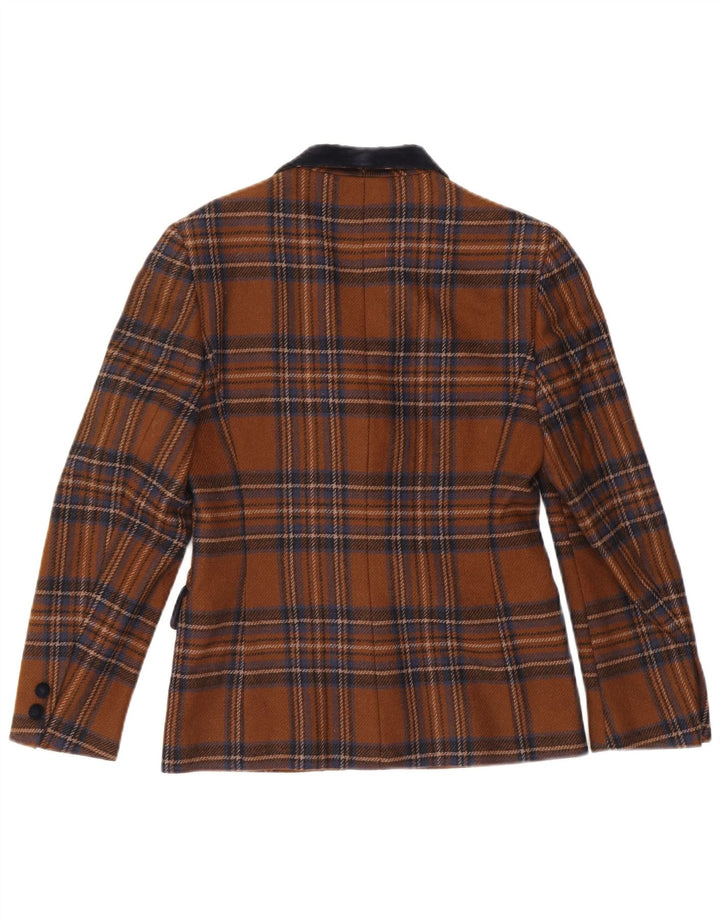 Misstwidd Chaqueta Blazer De 3 Botones Para Mujer IT 42 Lana A Cuadros Marrón Medio