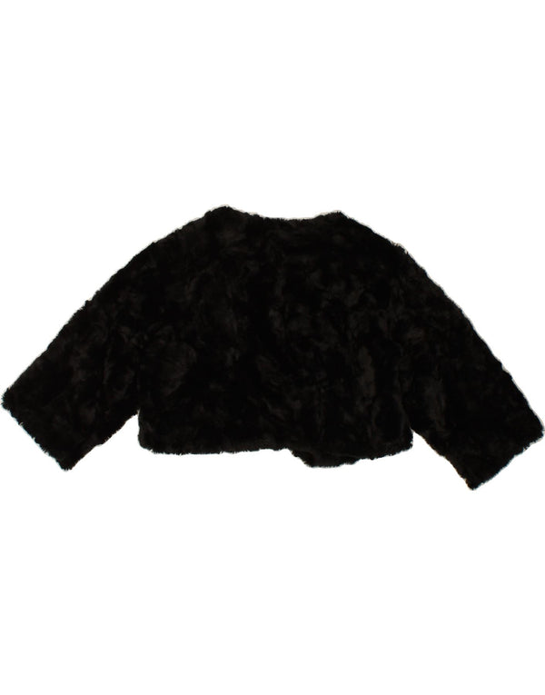 VINTAGE Chaqueta Bolero de Piel Sintética para Mujer Reino Unido 12 Acrílico Negro Medio