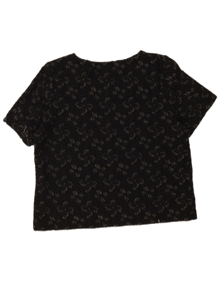 Eastex Blusa para mujer Top UK 46 Grande Poliamida floral negra