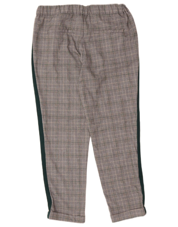 Zara Mujer Pantalón Corto Recto Mediano W28 L25 Poliéster A Cuadros Gris
