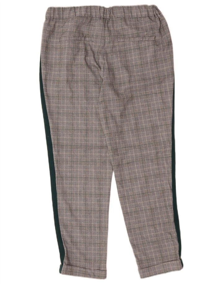 Zara Mujer Pantalón Corto Recto Mediano W28 L25 Poliéster A Cuadros Gris