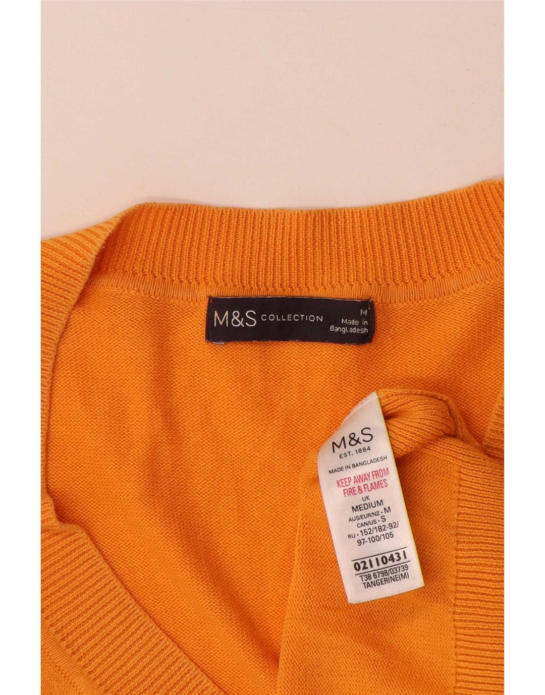 Marks & Spencer Jersey con Cuello en V para Hombre de algodón Naranja Medio