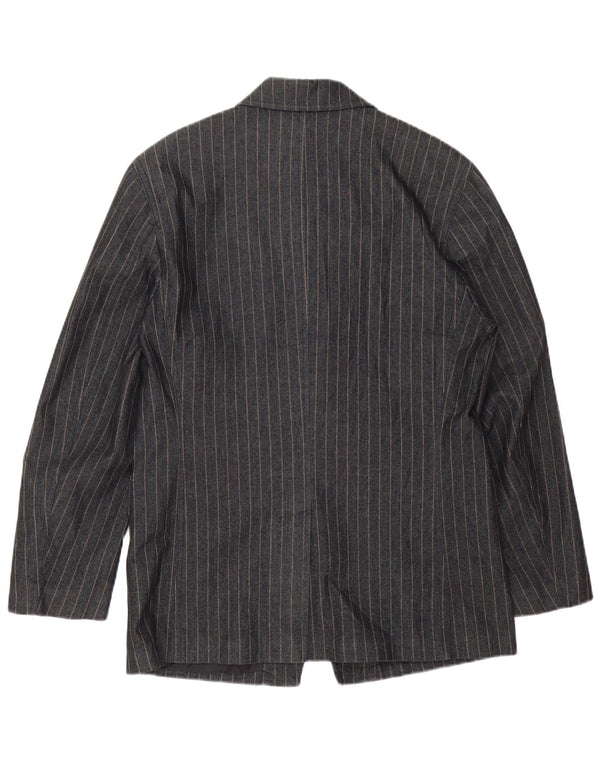 Zara Chaqueta Blazer Hombre UK 38 Algodón A Rayas Gris Medio