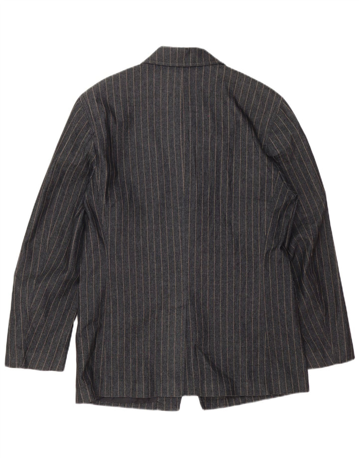 Zara Chaqueta Blazer Hombre UK 38 Algodón A Rayas Gris Medio