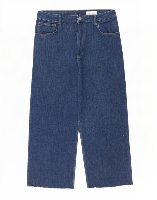 Zara Jeans de pierna ancha y cintura alta para mujer EU 42 Large W32 L23 Algodón azul
