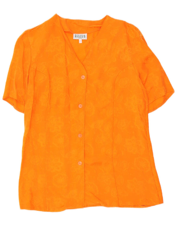 Silvia Bauer Blusa de manga corta para mujer UK 46 Large Naranja Floral