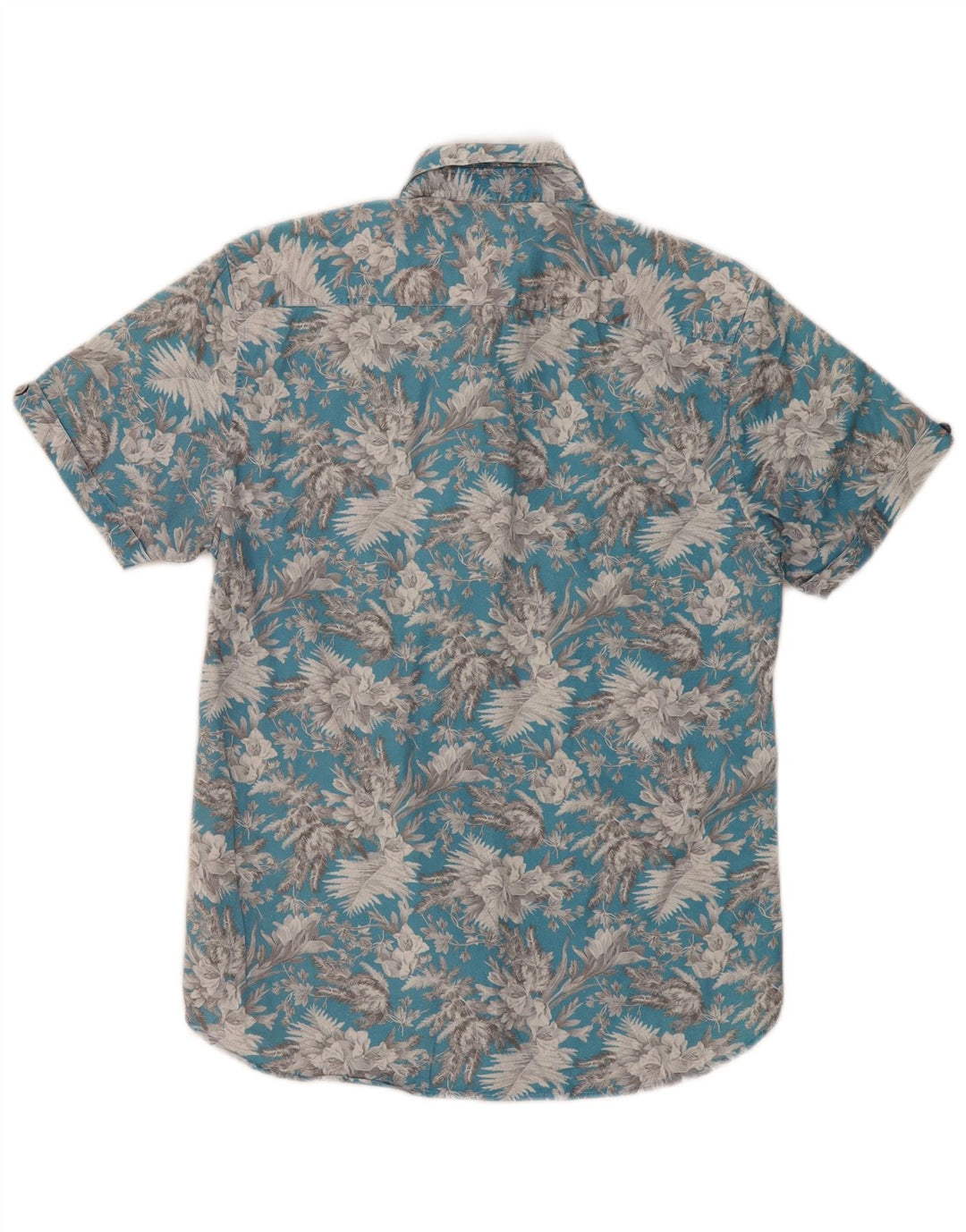 Ted Baker Camisa de manga corta para hombre Talla 3 Algodón floral azul medio