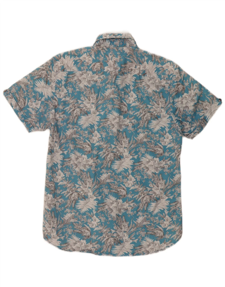 Ted Baker Camisa de manga corta para hombre Talla 3 Algodón floral azul medio