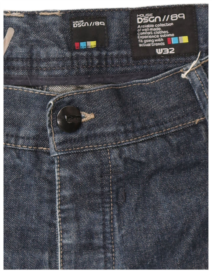Vintage Hombres Cargo Denim Shorts W32 Azul Marino Medio