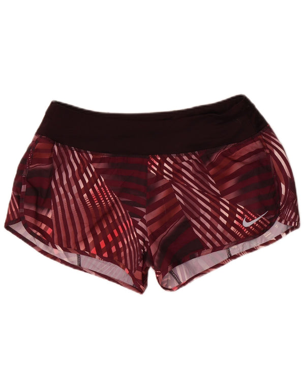 Nike Pantalones cortos deportivos Dri Fit para mujer UK 44 Mediano Borgoña Cuadros Poliéster