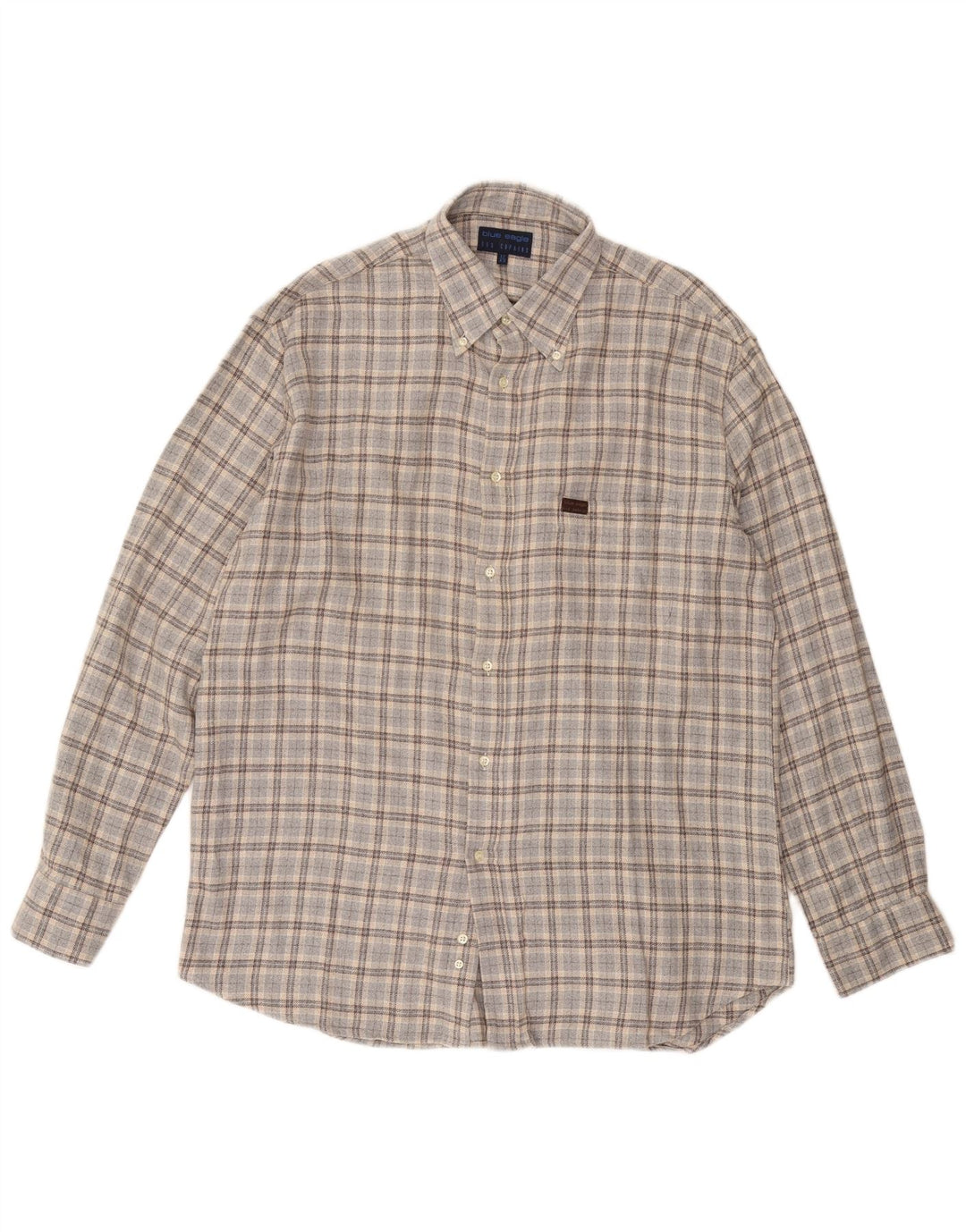 LES COPAINS Camisa de franela para hombre Talla 17 43 XL Algodón a cuadros gris