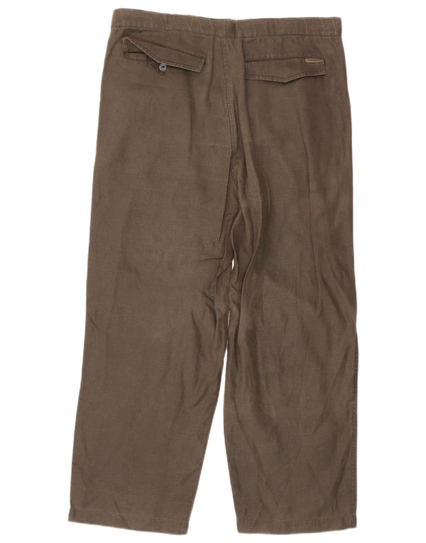 Calvin Klein Pantalón chino de pierna ancha color caqui para hombre W33 L27 Lino caqui