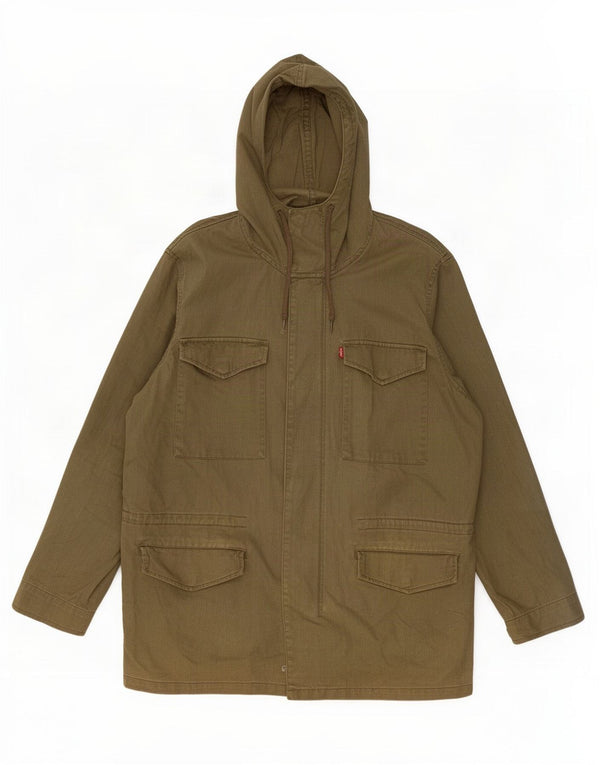 Levi's Chaqueta utilitaria con capucha para hombre UK 42 XL Algodón caqui