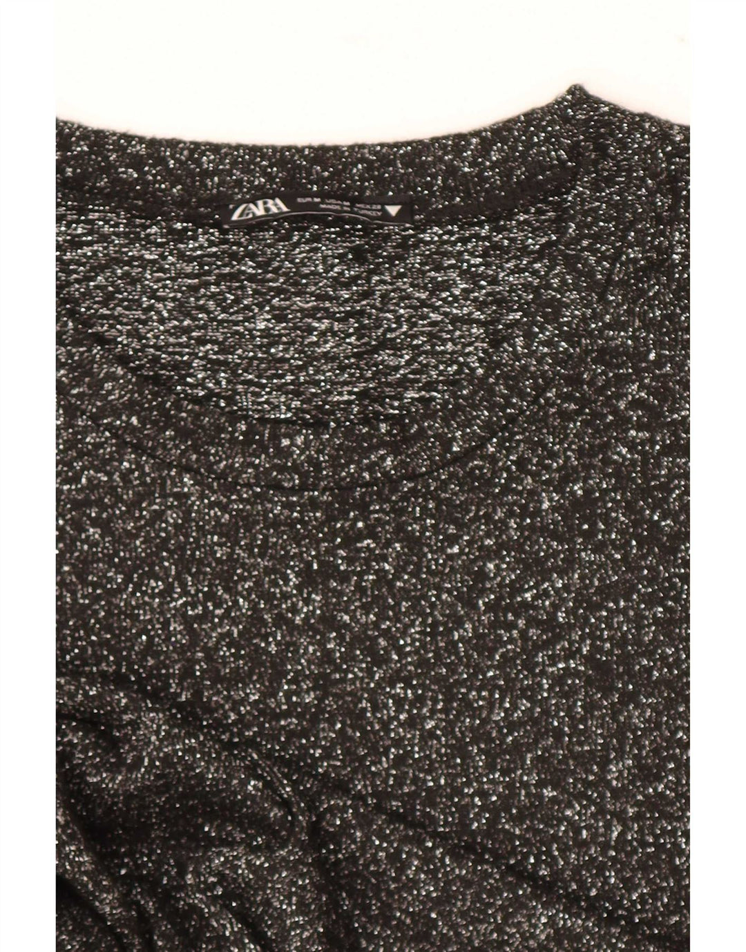 Zara Mujer Top Manga Larga UK 42 Mediano Negro