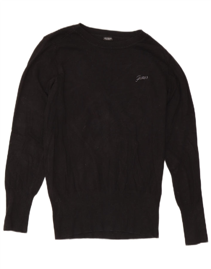 Guess Jersey de cuello redondo para mujer UK 12 Medium Black Viscosa