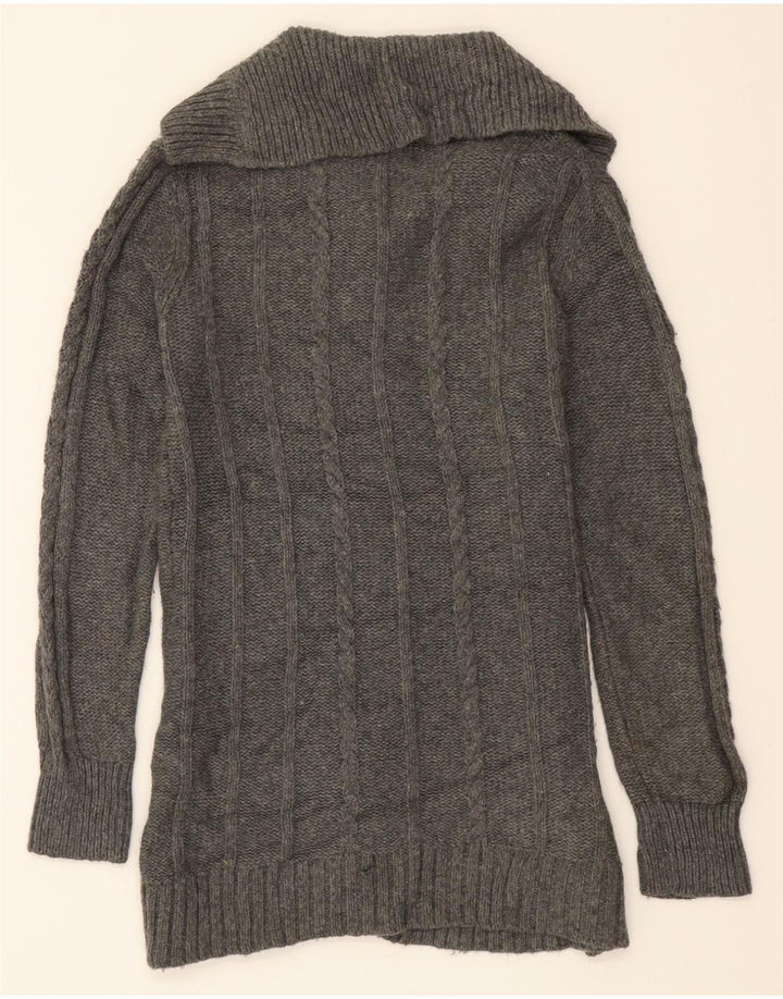 EDDIE BAUER Womens Longline Cardigan Sweater UK 12 Medium Grey Nylon Vintage Eddie Bauer and Second-Hand Eddie Bauer from Messina Hembry 