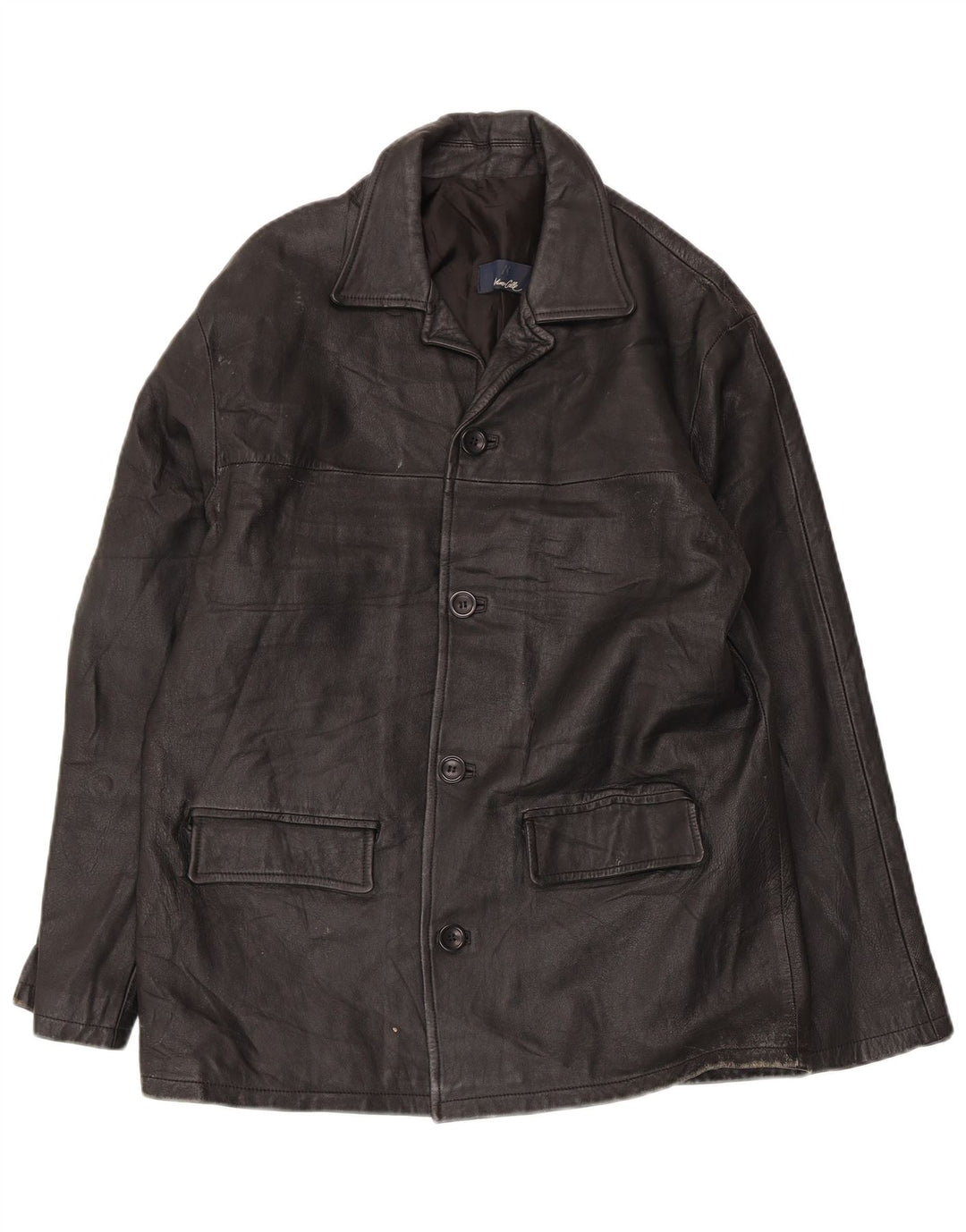 Arturo Calle Chaqueta de cuero para hombre UK 40 Large Black Leather