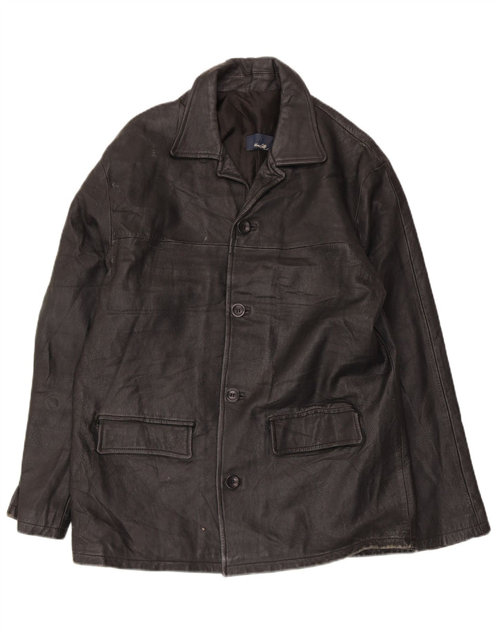 Arturo Calle Chaqueta de cuero para hombre UK 40 Large Black Leather