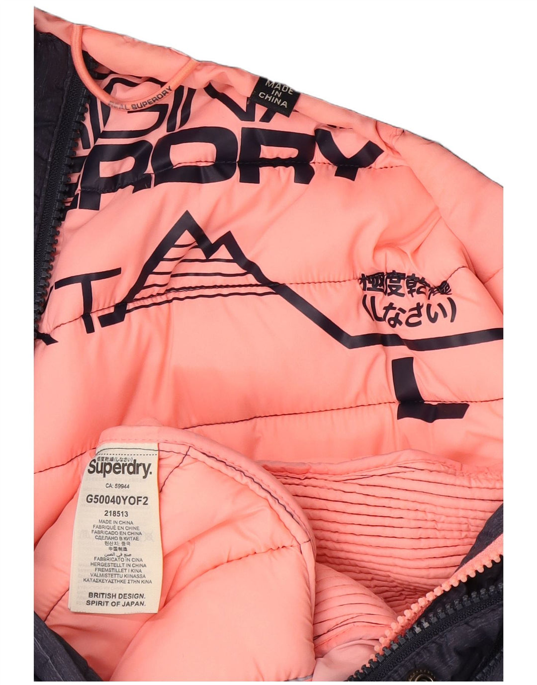 Superdry Chaqueta Acolchada Con Capucha Para Mujer UK 44 Grande Poliéster Azul Marino