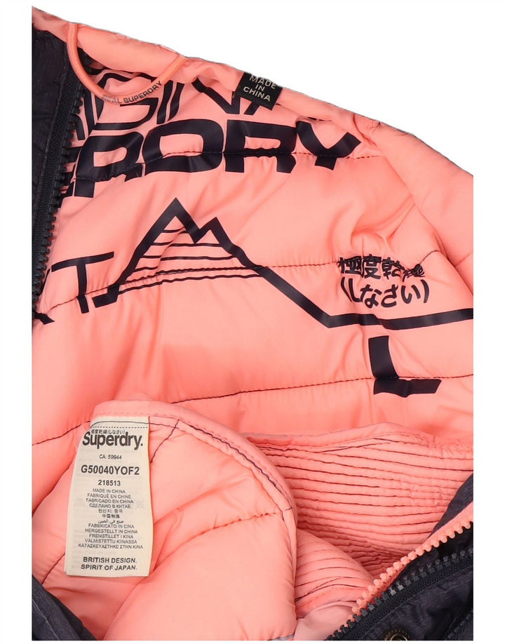 Superdry Chaqueta Acolchada Con Capucha Para Mujer UK 44 Grande Poliéster Azul Marino
