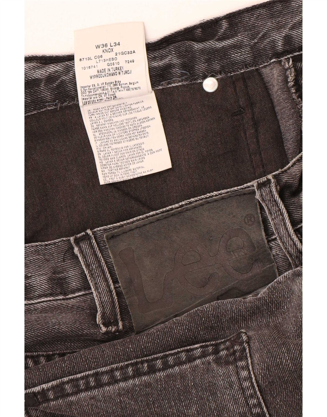 Lee Vaqueros Rectos Knox para Hombre W36 L32 Algodón Gris