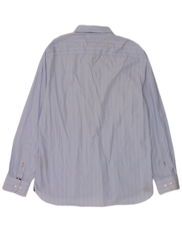 Camisa Tommy Hilfiger de corte regular para hombre de algodón a rayas azules grandes